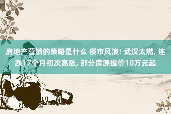 房地产营销的策略是什么 楼市风浪! 武汉太燃, 连跌17个月初次高涨, 部分房源提价10万元起