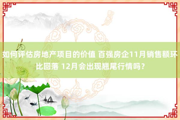 如何评估房地产项目的价值 百强房企11月销售额环比回落 12月会出现翘尾行情吗？