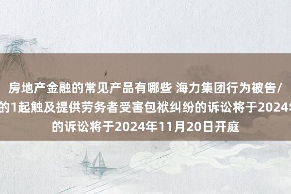 房地产金融的常见产品有哪些 海力集团行为被告/被上诉东说念主的1起触及提供劳务者受害包袱纠纷的诉讼将于2024年11月20日开庭