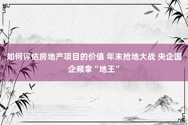 如何评估房地产项目的价值 年末抢地大战 央企国企频拿“地王”