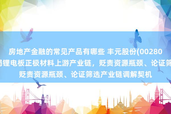 房地产金融的常见产品有哪些 丰元股份(002805.SZ)：正加速布局锂电板正极材料上游产业链，贬责资源瓶颈、论证筛选产业链调解契机