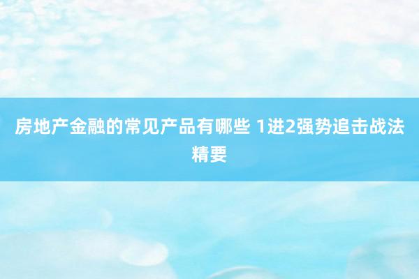 房地产金融的常见产品有哪些 1进2强势追击战法精要