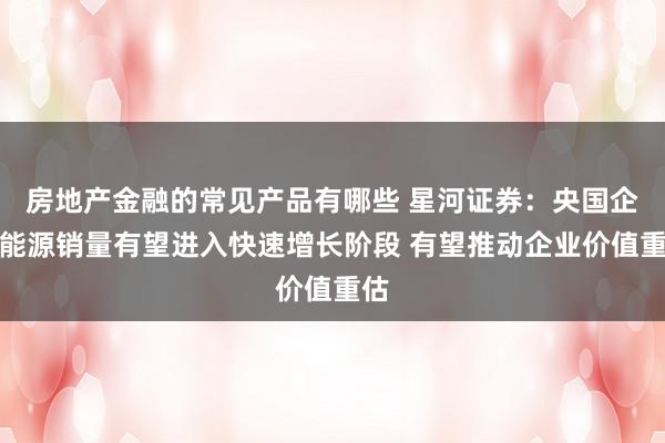 房地产金融的常见产品有哪些 星河证券：央国企新能源销量有望进入快速增长阶段 有望推动企业价值重估