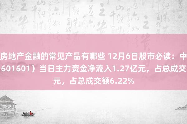 房地产金融的常见产品有哪些 12月6日股市必读：中国太保（601601）当日主力资金净流入1.27亿元，占总成交额6.22%