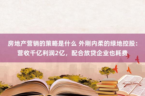 房地产营销的策略是什么 外刚内柔的绿地控股：营收千亿利润2亿，配合放贷企业也耗费