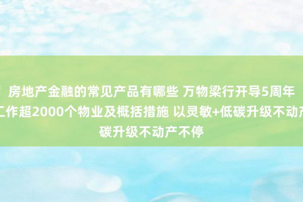 房地产金融的常见产品有哪些 万物梁行开导5周年：已工作超2000个物业及概括措施 以灵敏+低碳升级不动产不停