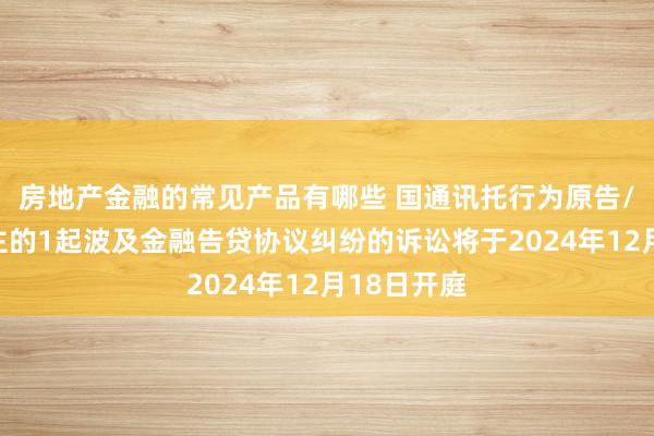 房地产金融的常见产品有哪些 国通讯托行为原告/上诉东谈主的1起波及金融告贷协议纠纷的诉讼将于2024年12月18日开庭