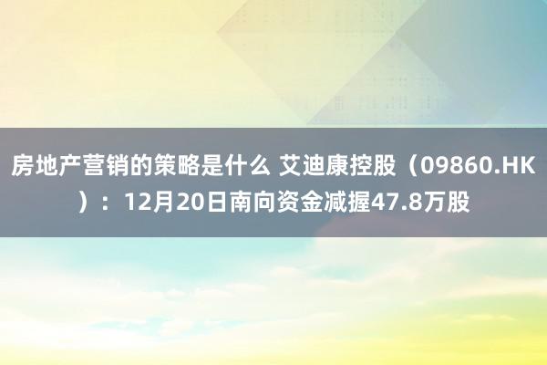 房地产营销的策略是什么 艾迪康控股（09860.HK）：12月20日南向资金减握47.8万股