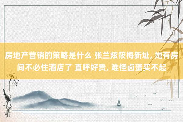 房地产营销的策略是什么 张兰炫筱梅新址, 她有房间不必住酒店了 直呼好贵, 难怪卤蛋买不起