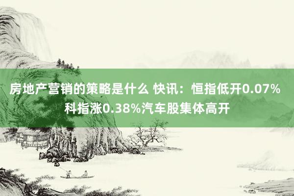 房地产营销的策略是什么 快讯：恒指低开0.07% 科指涨0.38%汽车股集体高开