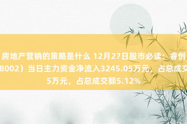 房地产营销的策略是什么 12月27日股市必读：睿创微纳（688002）当日主力资金净流入3245.05万元，占总成交额5.12%