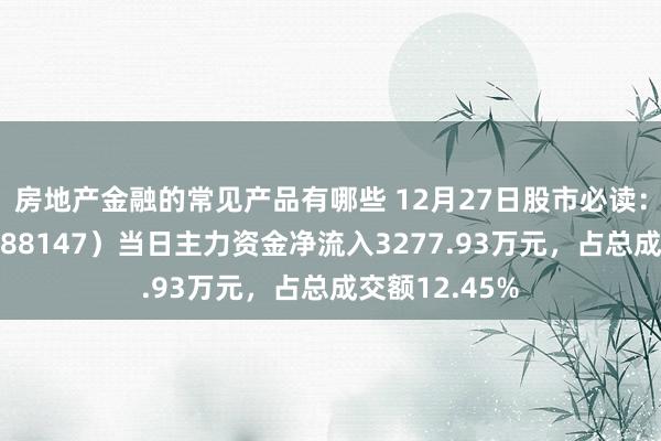 房地产金融的常见产品有哪些 12月27日股市必读：微导纳米（688147）当日主力资金净流入3277.93万元，占总成交额12.45%