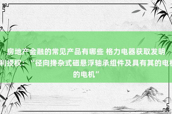 房地产金融的常见产品有哪些 格力电器获取发明专利授权：“径向搀杂式磁悬浮轴承组件及具有其的电机”