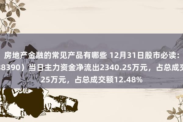 房地产金融的常见产品有哪些 12月31日股市必读：固德威（688390）当日主力资金净流出2340.25万元，占总成交额12.48%