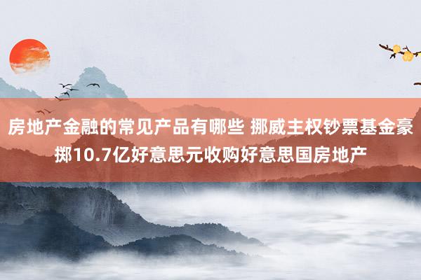 房地产金融的常见产品有哪些 挪威主权钞票基金豪掷10.7亿好意思元收购好意思国房地产