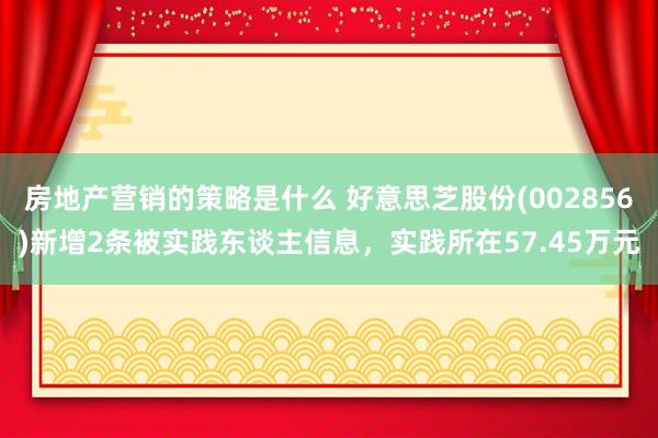 房地产营销的策略是什么 好意思芝股份(002856)新增2条被实践东谈主信息，实践所在57.45万元