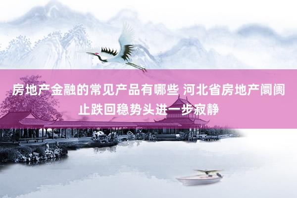 房地产金融的常见产品有哪些 河北省房地产阛阓止跌回稳势头进一步寂静