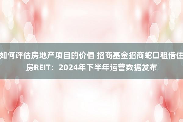 如何评估房地产项目的价值 招商基金招商蛇口租借住房REIT：2024年下半年运营数据发布