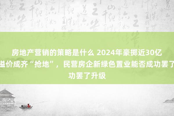 房地产营销的策略是什么 2024年豪掷近30亿元高溢价成齐“抢地”，民营房企新绿色置业能否成功罢了升级