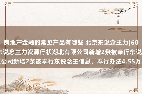 房地产金融的常见产品有哪些 北京东说念主力(600861)控股的北京外企东说念主力资源行状湖北有限公司新增2条被奉行东说念主信息，奉行办法4.55万元