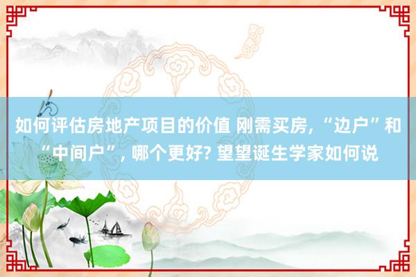 如何评估房地产项目的价值 刚需买房, “边户”和“中间户”, 哪个更好? 望望诞生学家如何说