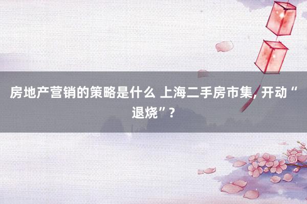 房地产营销的策略是什么 上海二手房市集, 开动“退烧”?