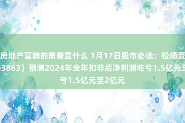 房地产营销的策略是什么 1月17日股市必读：松炀资源（603863）预测2024年全年扣非后净利润吃亏1.5亿元至2亿元