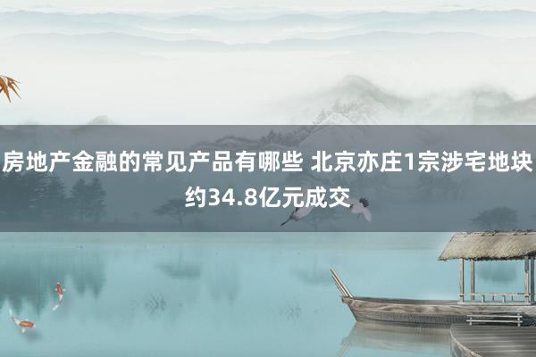 房地产金融的常见产品有哪些 北京亦庄1宗涉宅地块约34.8亿元成交