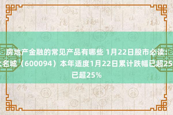 房地产金融的常见产品有哪些 1月22日股市必读：大名城（600094）本年适度1月22日累计跌幅已超25%