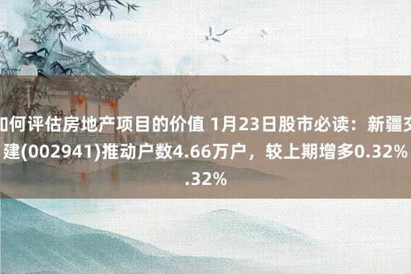 如何评估房地产项目的价值 1月23日股市必读：新疆交建(002941)推动户数4.66万户，较上期增多0.32%