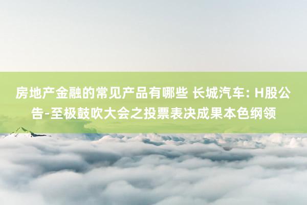 房地产金融的常见产品有哪些 长城汽车: H股公告-至极鼓吹大会之投票表决成果本色纲领