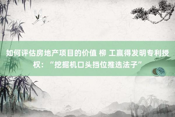 如何评估房地产项目的价值 柳 工赢得发明专利授权：“挖掘机口头挡位推选法子”