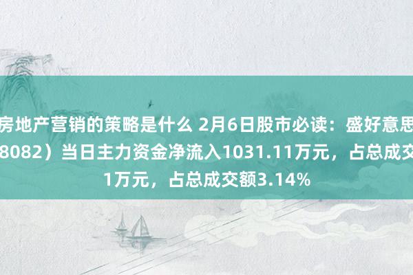 房地产营销的策略是什么 2月6日股市必读：盛好意思上海（688082）当日主力资金净流入1031.11万元，占总成交额3.14%