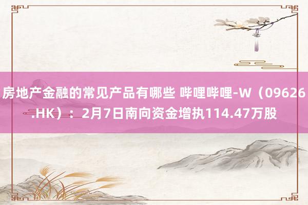 房地产金融的常见产品有哪些 哔哩哔哩-W（09626.HK）：2月7日南向资金增执114.47万股