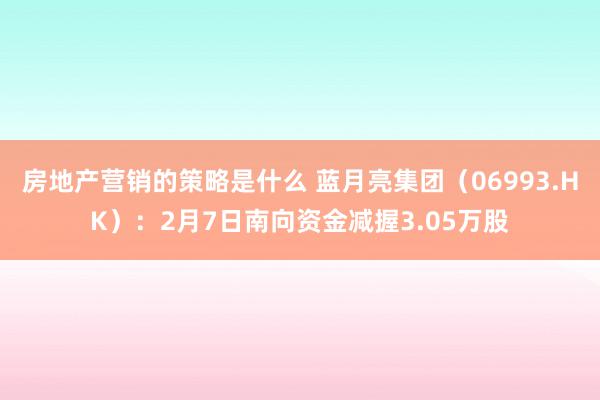 房地产营销的策略是什么 蓝月亮集团（06993.HK）：2月7日南向资金减握3.05万股