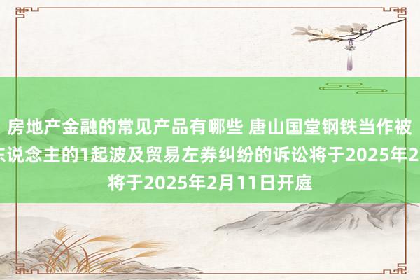 房地产金融的常见产品有哪些 唐山国堂钢铁当作被告/被上诉东说念主的1起波及贸易左券纠纷的诉讼将于2025年2月11日开庭