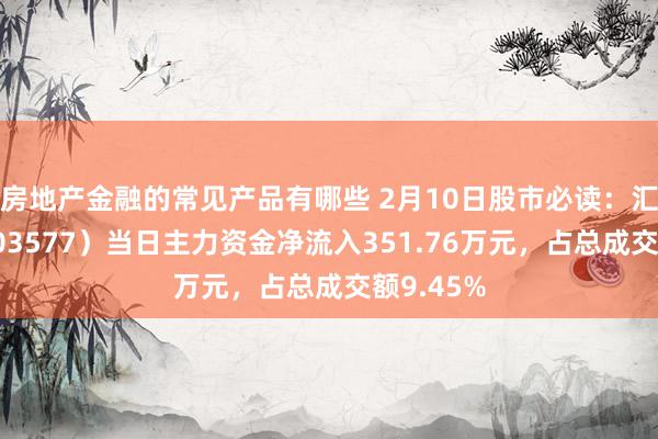 房地产金融的常见产品有哪些 2月10日股市必读：汇金通（603577）当日主力资金净流入351.76万元，占总成交额9.45%