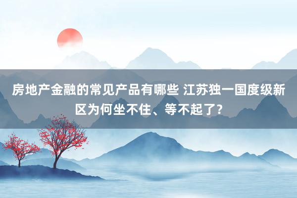 房地产金融的常见产品有哪些 江苏独一国度级新区为何坐不住、等不起了？