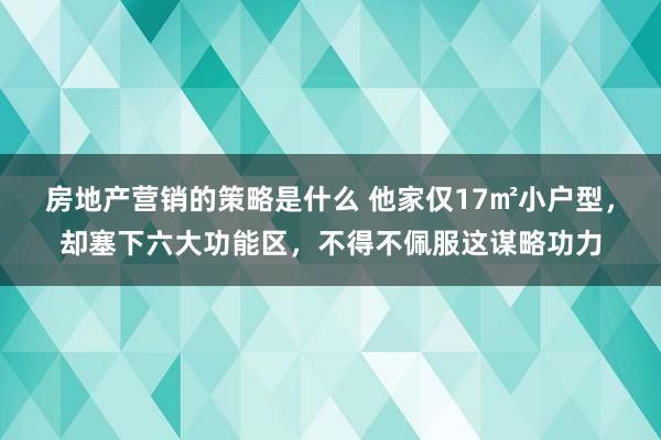 房地产营销的策略是什么 他家仅17㎡小户型，却塞下六大功能区，不得不佩服这谋略功力