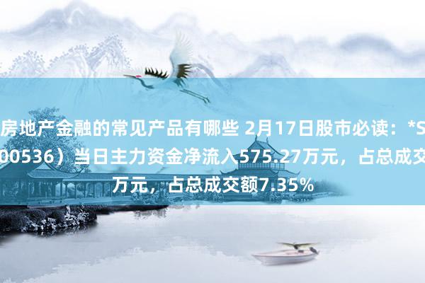 房地产金融的常见产品有哪些 2月17日股市必读：*ST农尚（300536）当日主力资金净流入575.27万元，占总成交额7.35%