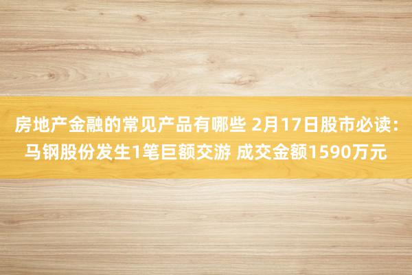 房地产金融的常见产品有哪些 2月17日股市必读：马钢股份发生1笔巨额交游 成交金额1590万元