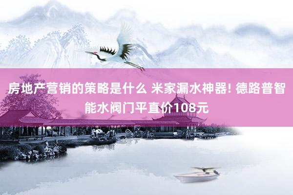 房地产营销的策略是什么 米家漏水神器! 德路普智能水阀门平直价108元