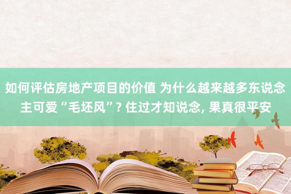 如何评估房地产项目的价值 为什么越来越多东说念主可爱“毛坯风”? 住过才知说念, 果真很平安