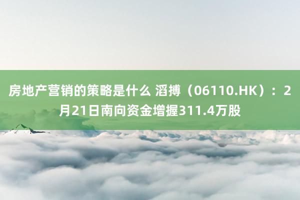 房地产营销的策略是什么 滔搏（06110.HK）：2月21日南向资金增握311.4万股