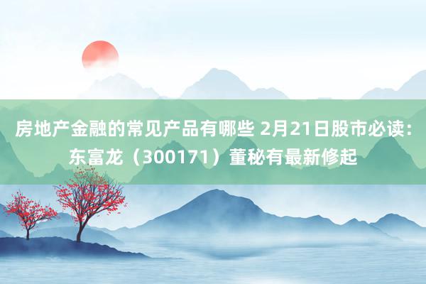 房地产金融的常见产品有哪些 2月21日股市必读：东富龙（300171）董秘有最新修起