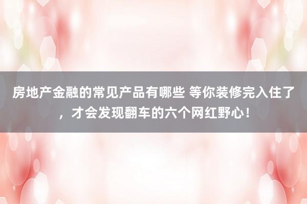 房地产金融的常见产品有哪些 等你装修完入住了，才会发现翻车的六个网红野心！