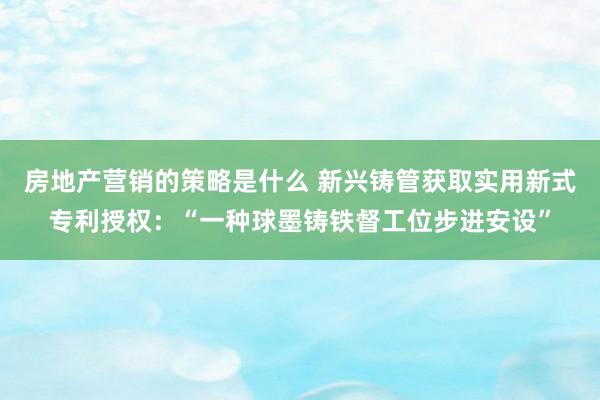 房地产营销的策略是什么 新兴铸管获取实用新式专利授权：“一种球墨铸铁督工位步进安设”