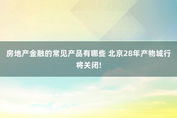 房地产金融的常见产品有哪些 北京28年产物城行将关闭!