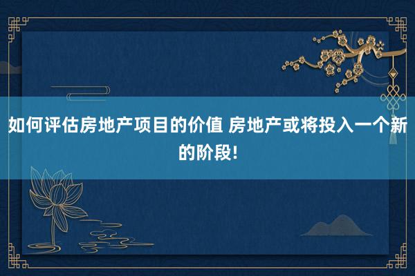 如何评估房地产项目的价值 房地产或将投入一个新的阶段!