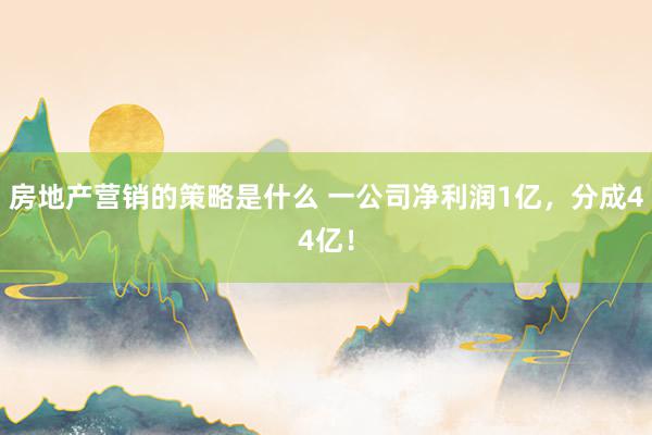 房地产营销的策略是什么 一公司净利润1亿，分成44亿！